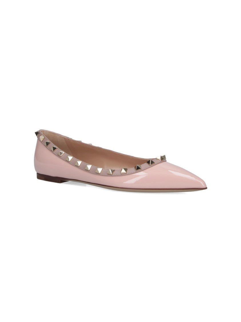 Valentino Garavani Pointed Toe Flats With Metallic Pyramid Studs