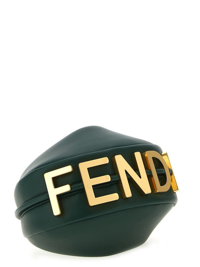 Fendi Crescent-Shaped Mini Handbag With Antiqued Logo Accent
