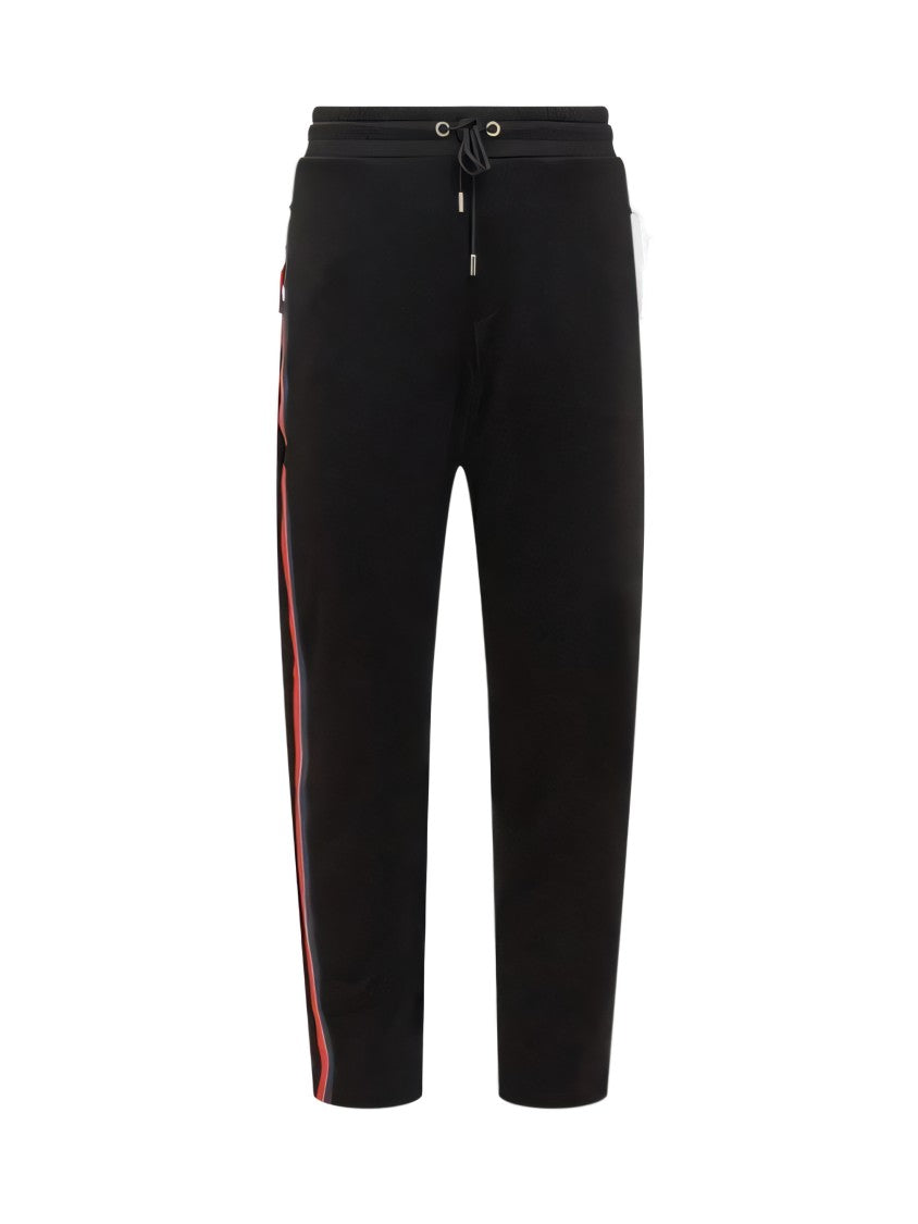 Moncler Black Cotton Jogger Pants With Tapered Leg