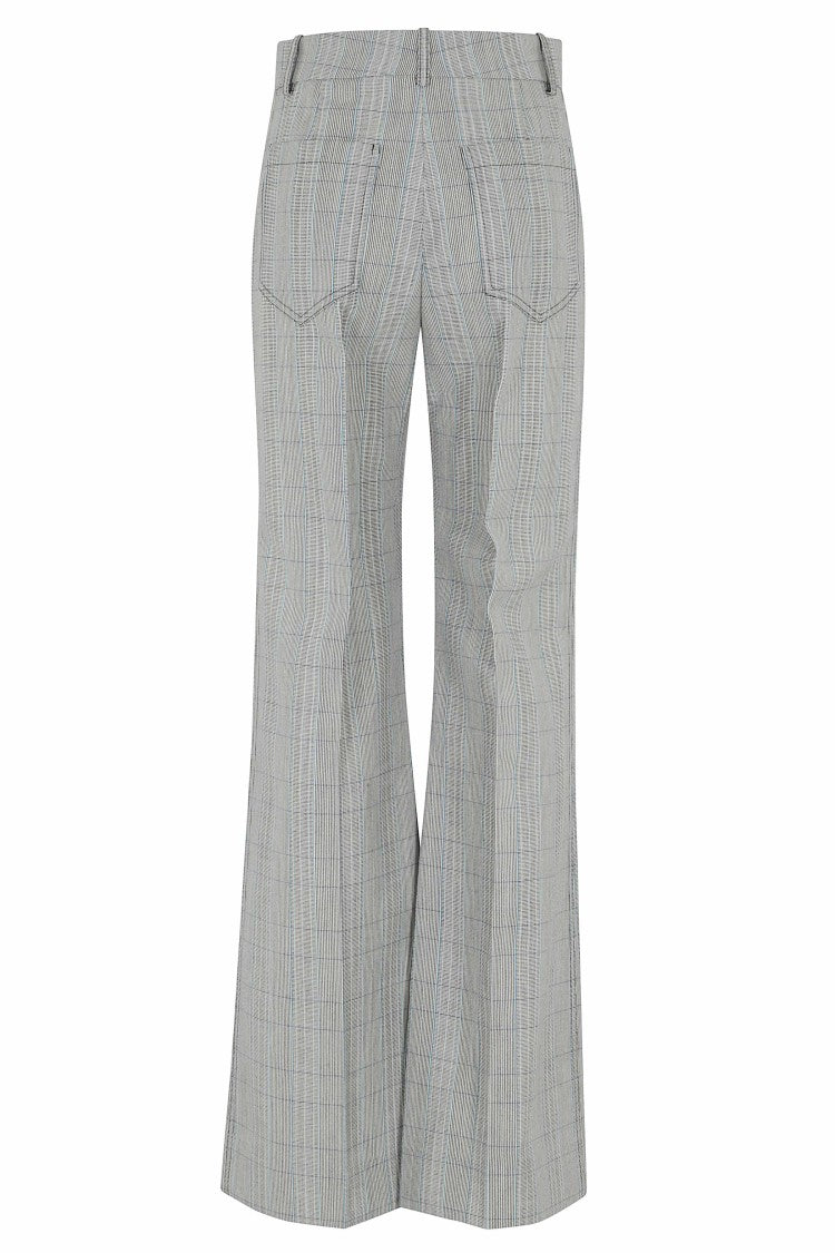 Victoria Beckham Gray Blue Alina Front-Patch Flared Wool Pants