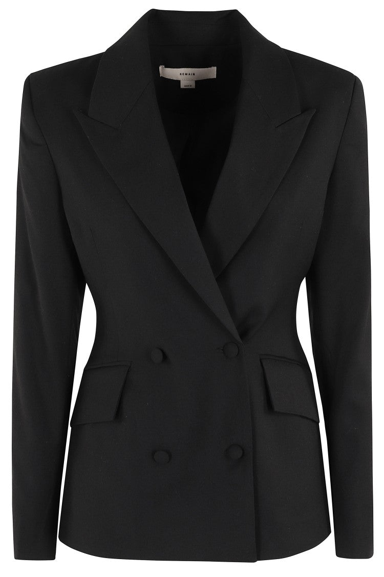Remain Double-Breasted Black Fitted Blazer