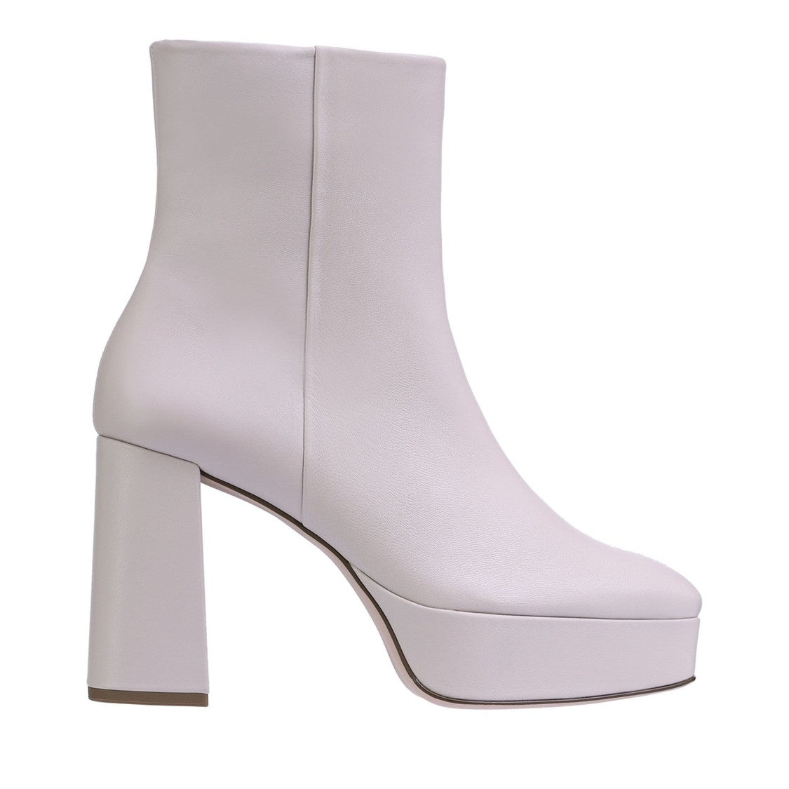 Högl Beige Nora High-Heeled Sturdy Block Heel Leather Ankle Boots