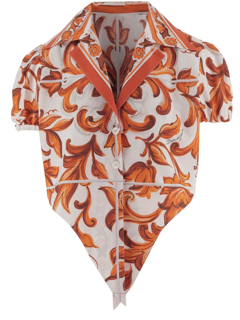 Dolce & Gabbana Maiolica Print Cotton Poplin Shirt