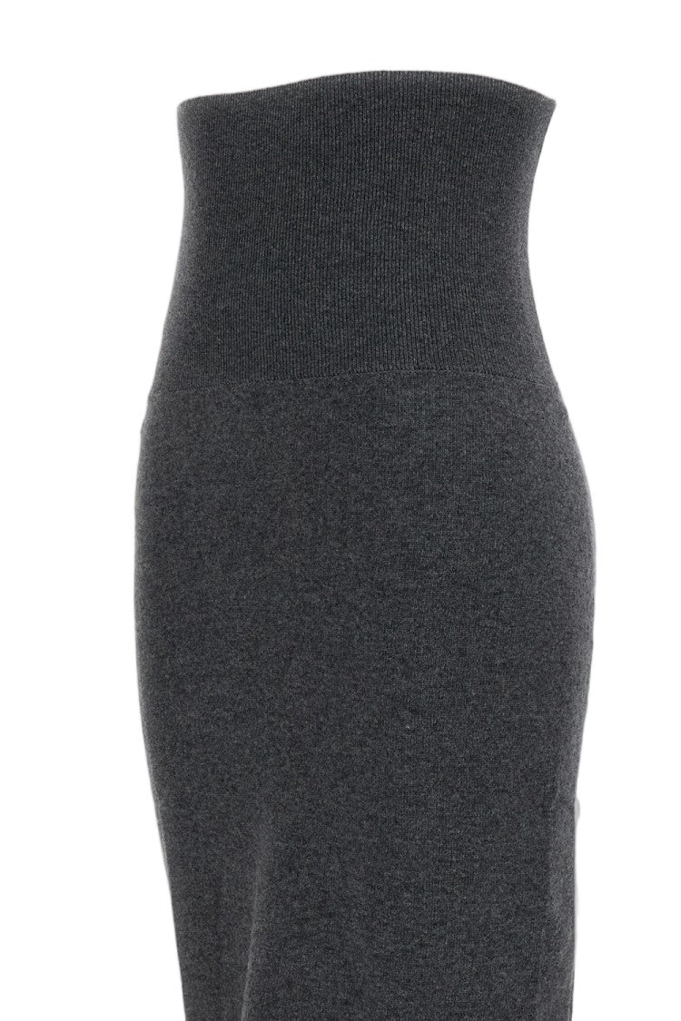Stella Mccartney Grey Ribbed Wool Knit Pencil Skirt