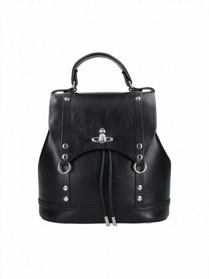 Vivienne Westwood Structured Smooth Leather Backpack With Distinctive Orb Emblem