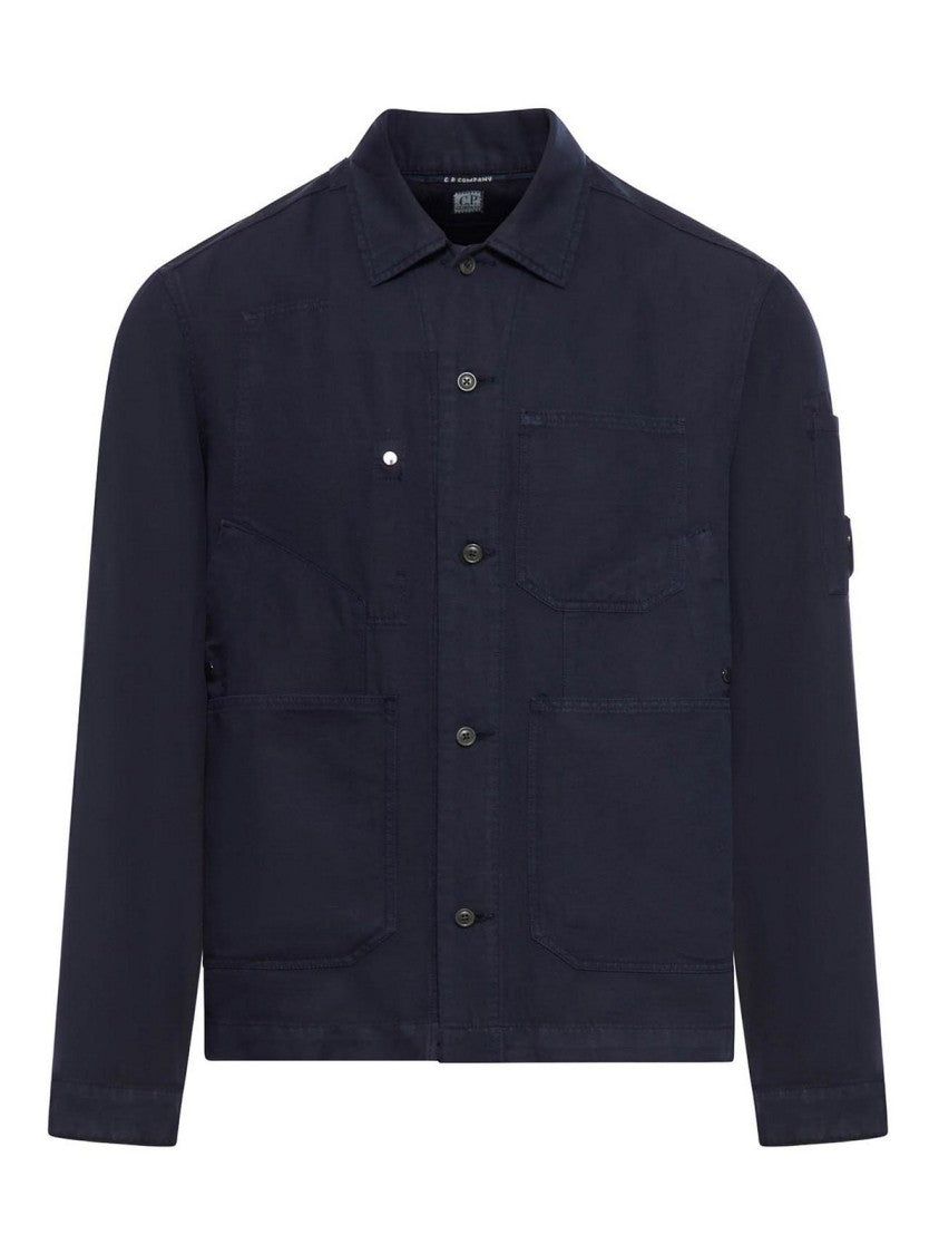 C.P. Company Utilitarian Long-Sleeve Shirt With Classic Collar And Cropped Hem