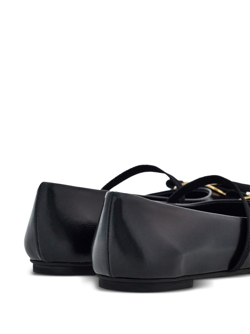 Salvatore Ferragamo Black Zina Sophisticated Nappa Leather Ballerinas