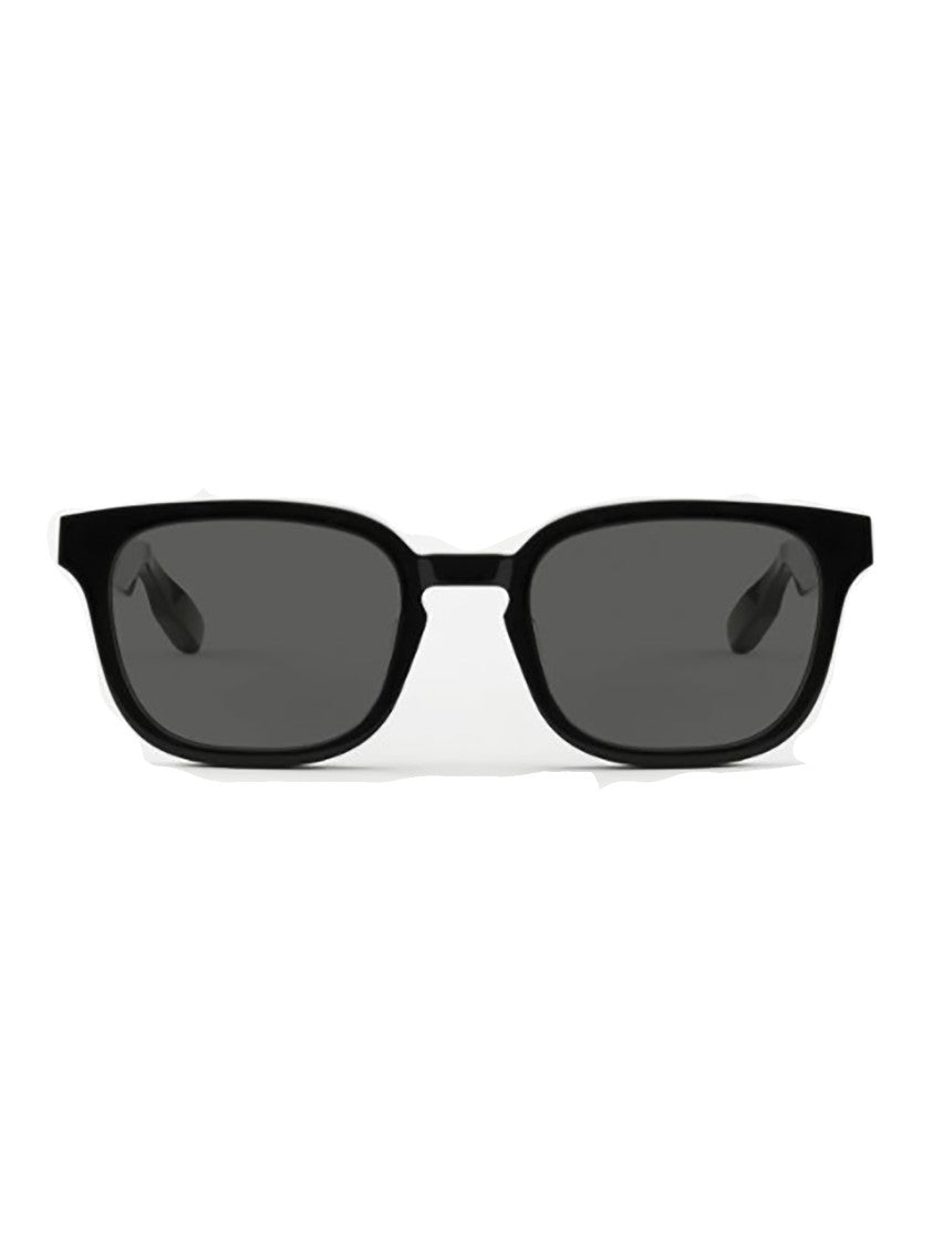 Aether Audio Eyewear Modern Angular Black Acetate Sunglasses
