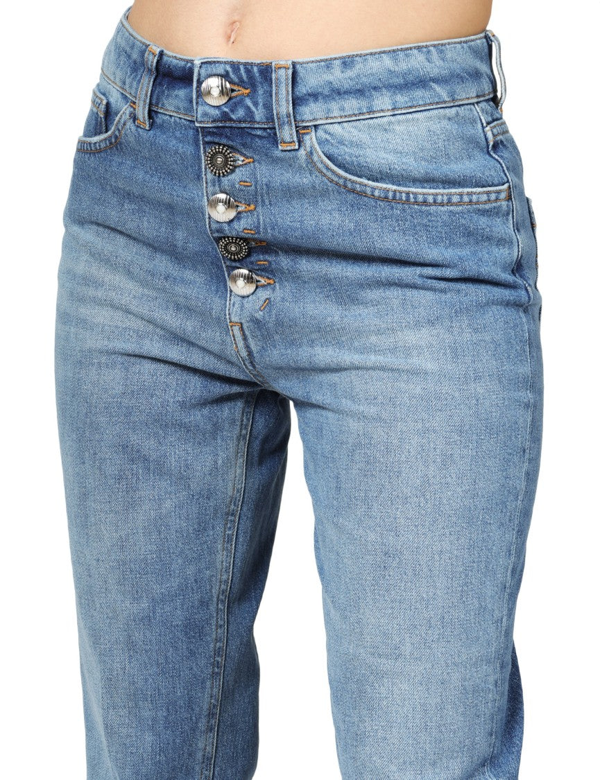 Dondup Mid-Rise Jeans With Metallic Buttons And Rolled Cuffs