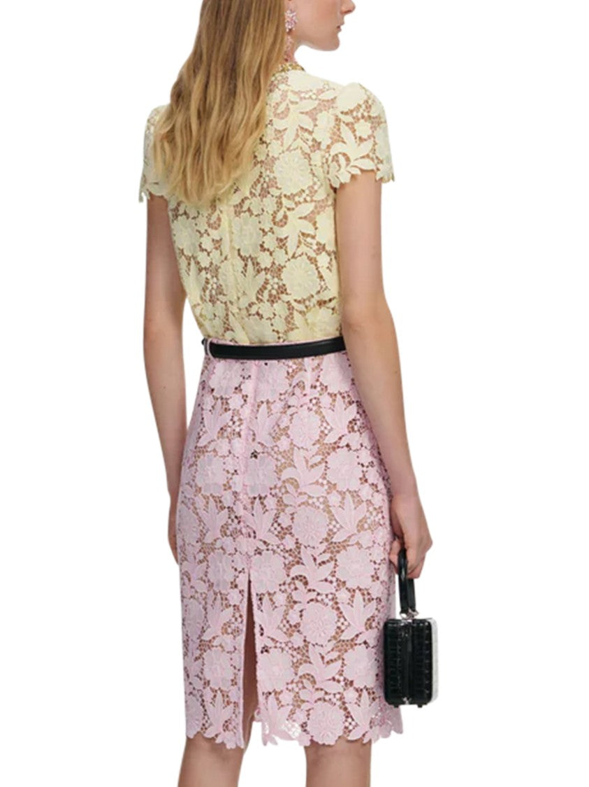 Self-Portrait Lace Overlay Midi Skirt With Scalloped Hem