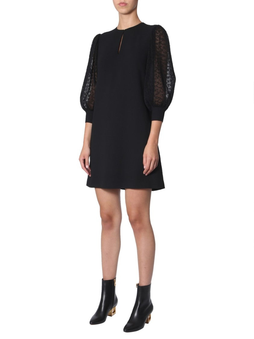 Givenchy Mini Dress With Pleated Sheer Sleeves