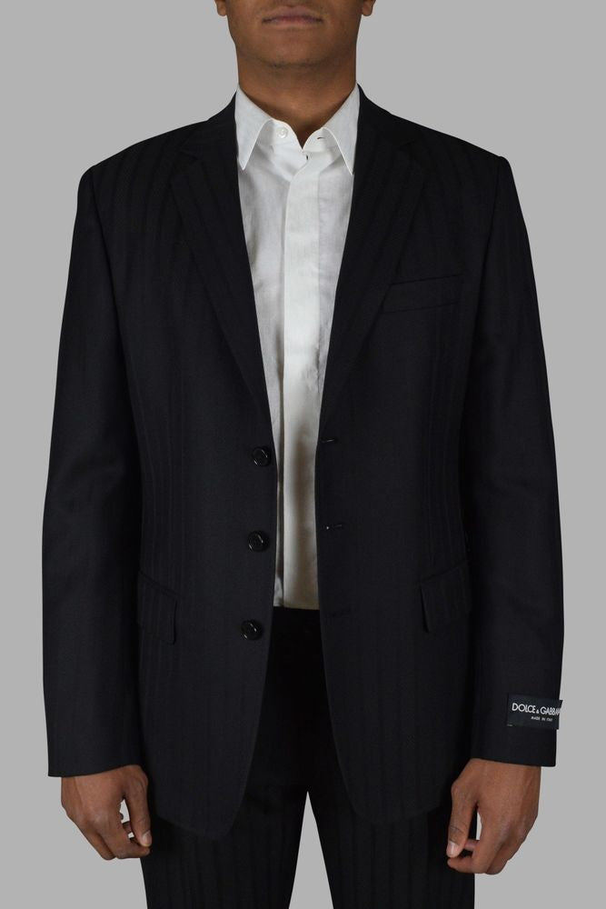 Dolce & Gabbana Herringbone-Patterned Two-Piece Suit With Tailored Details
