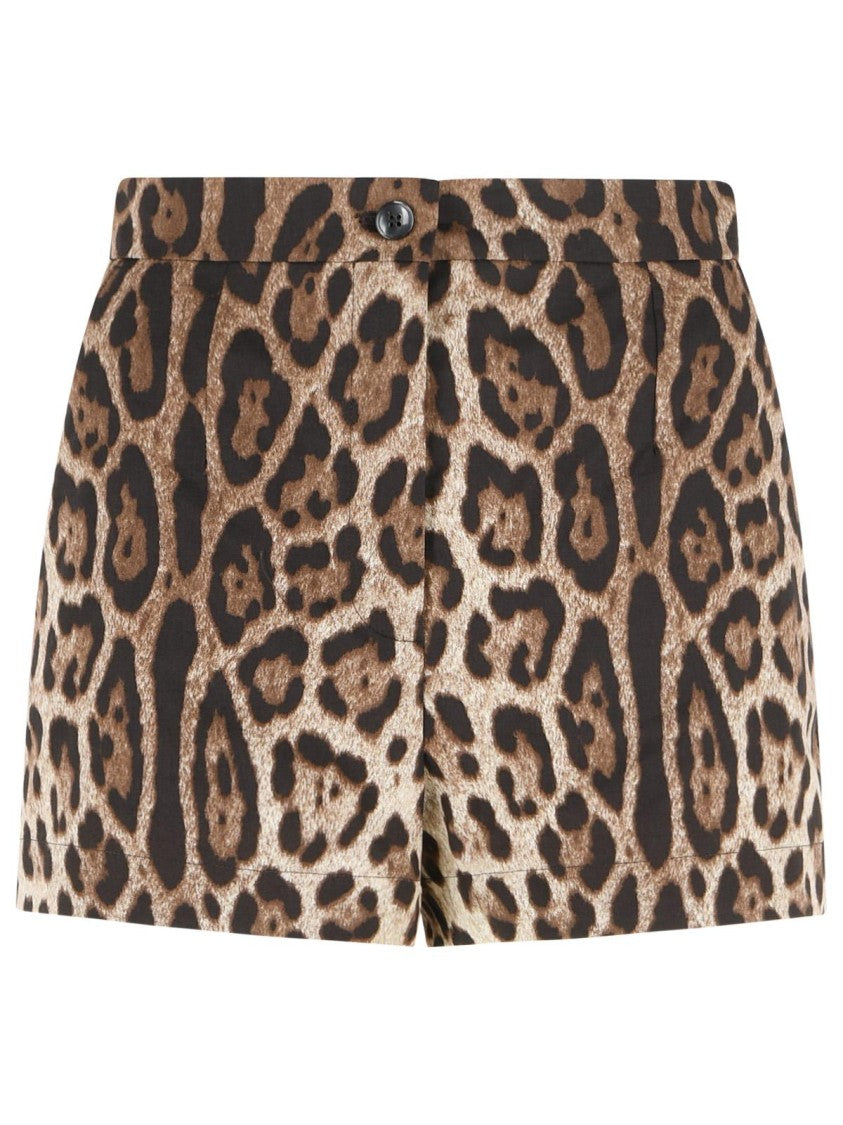Dolce & Gabbana Leopard Print Cotton Shorts