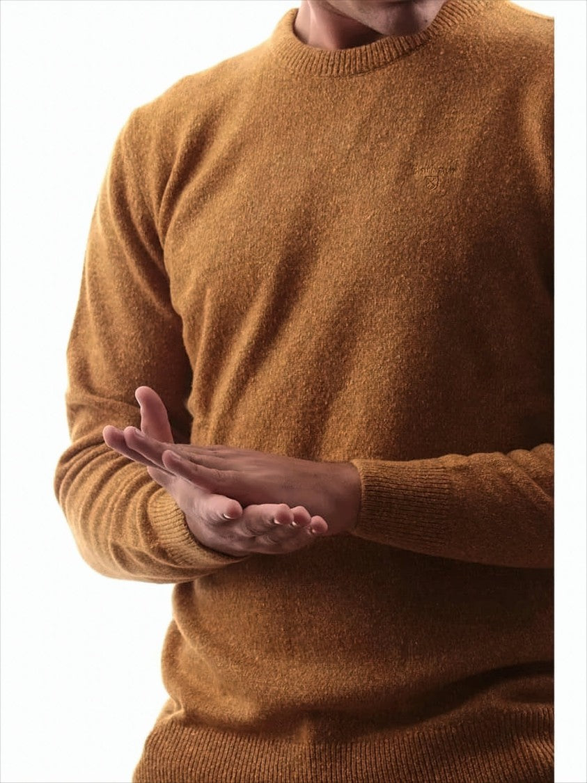 Barbour Mustard Sweater With Ribbed Detailing