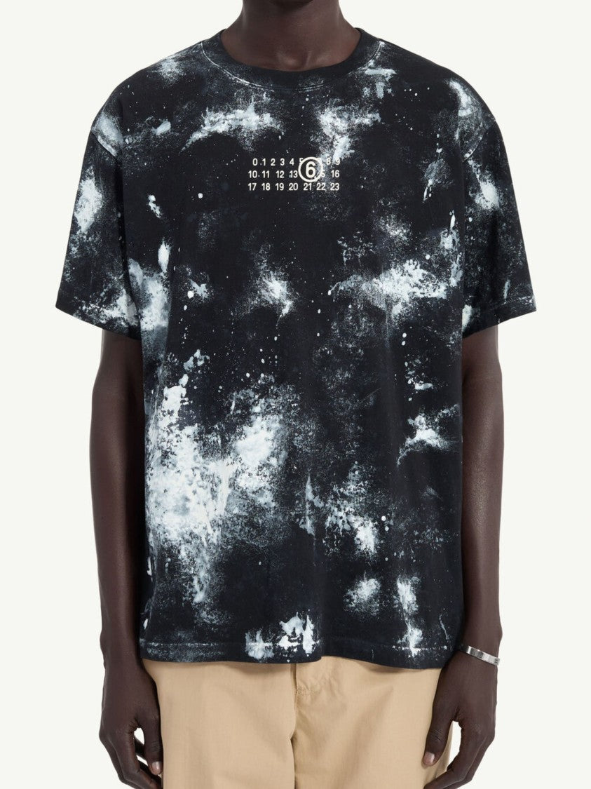Mm6 By Maison Margiela Black Irregular All-Over Paint Cotton T-Shirt
