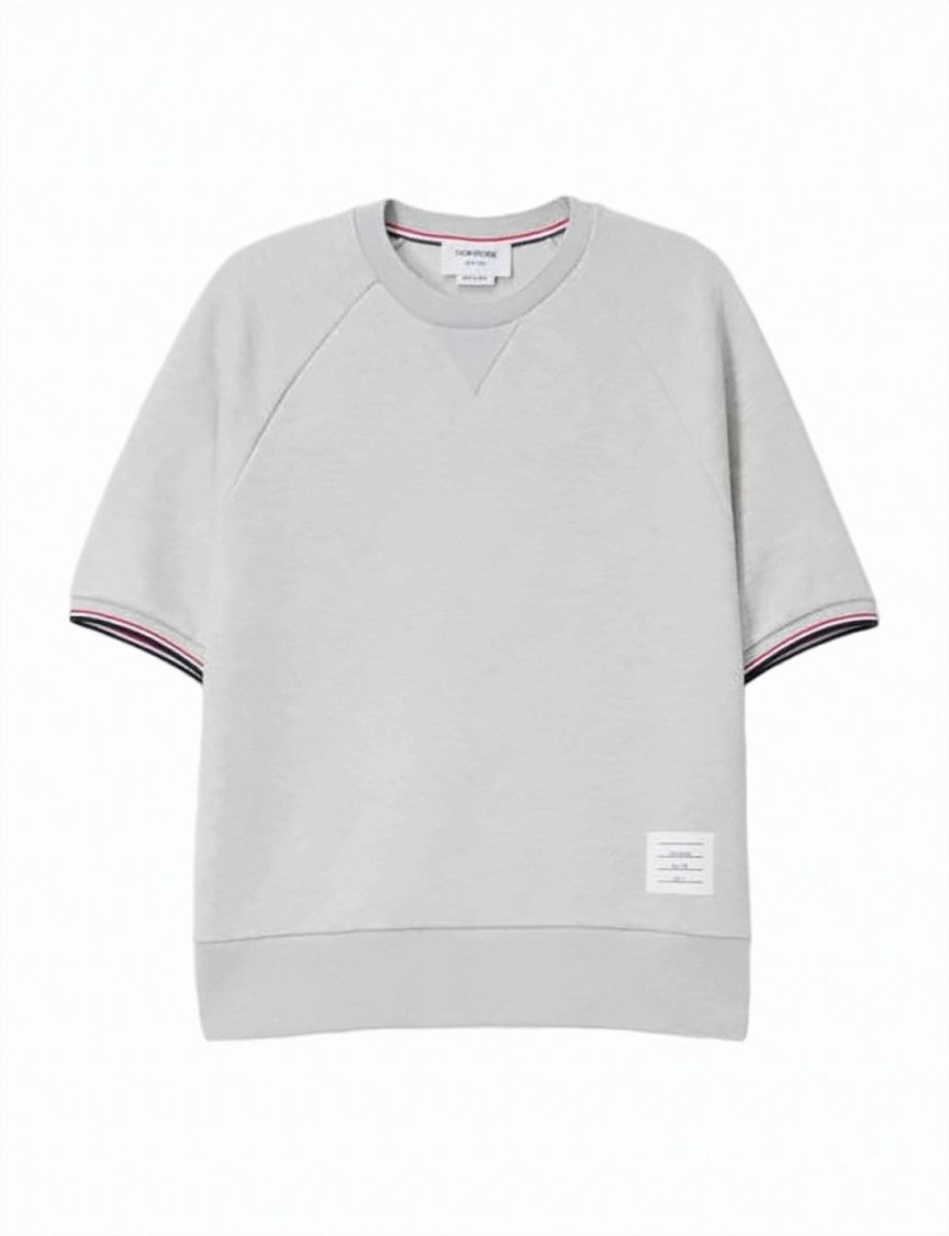 Thom Browne Short-Sleeved Sweatshirt-Style Top With Tricolor Accents
