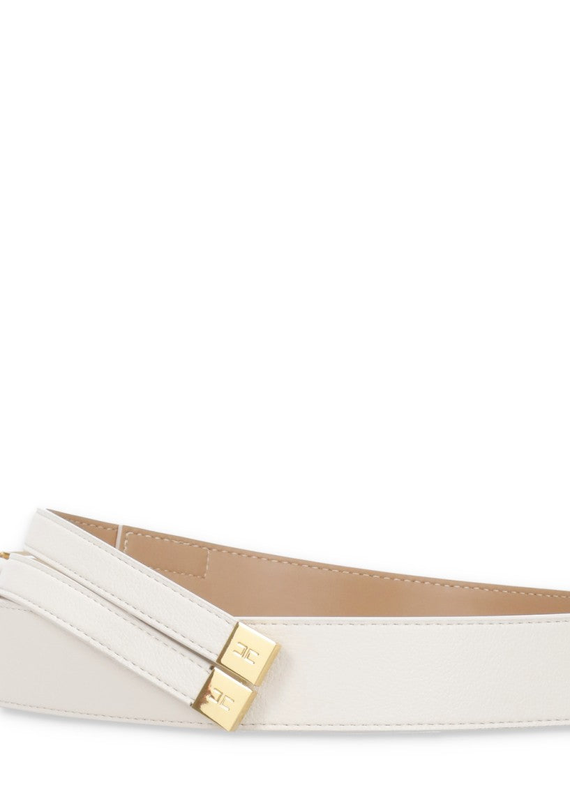 Elisabetta Franchi Ivory Leather Belt