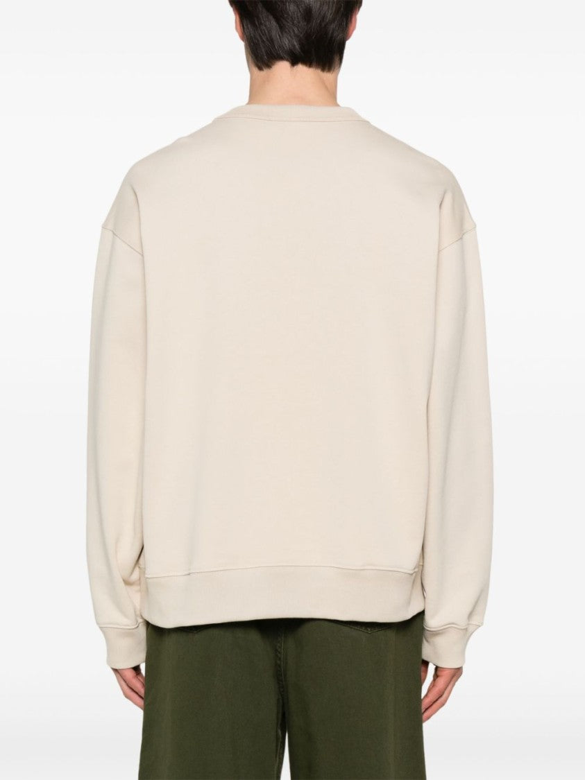 Dries Van Noten Light Beige Crew Neck Gold Graphic Polo