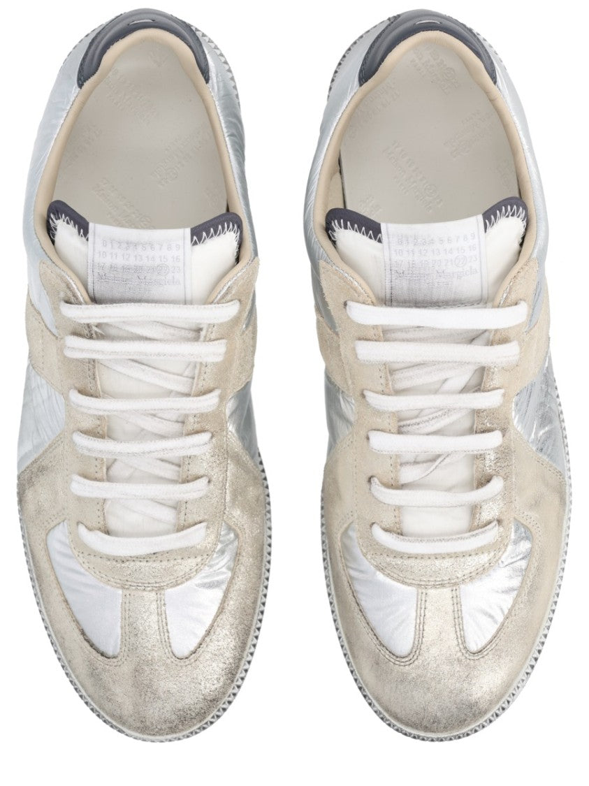 Maison Margiela Silver Replica Polyester-Blend Suede Sneakers