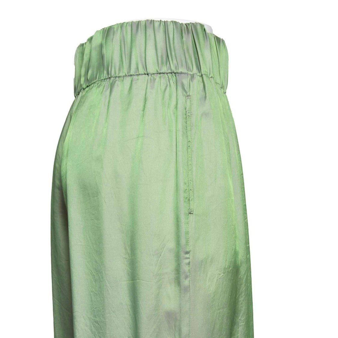 Aspesi Wide Leg Trousers In Green Viscose And Silk Twill