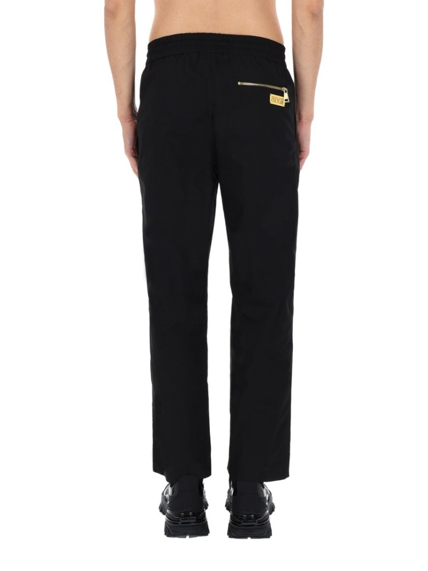 Versace Jeans Couture Black Cotton Elastic Waistband Sweatpants