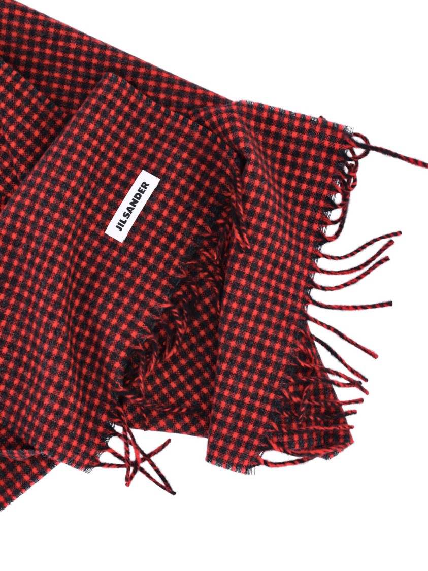 Jil Sander Checkered Rectangular Scarf With Fringed Edges