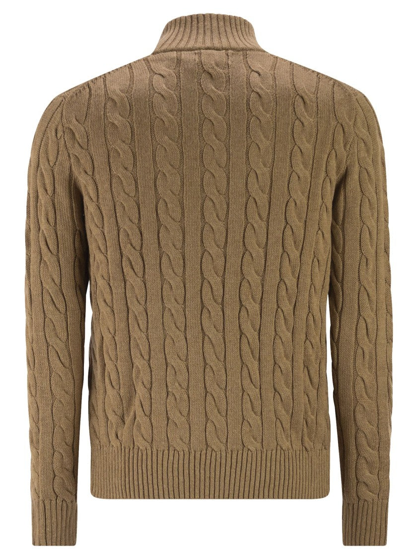Polo Ralph Lauren Cotton Cable Knit Jumper With Zip Fastening