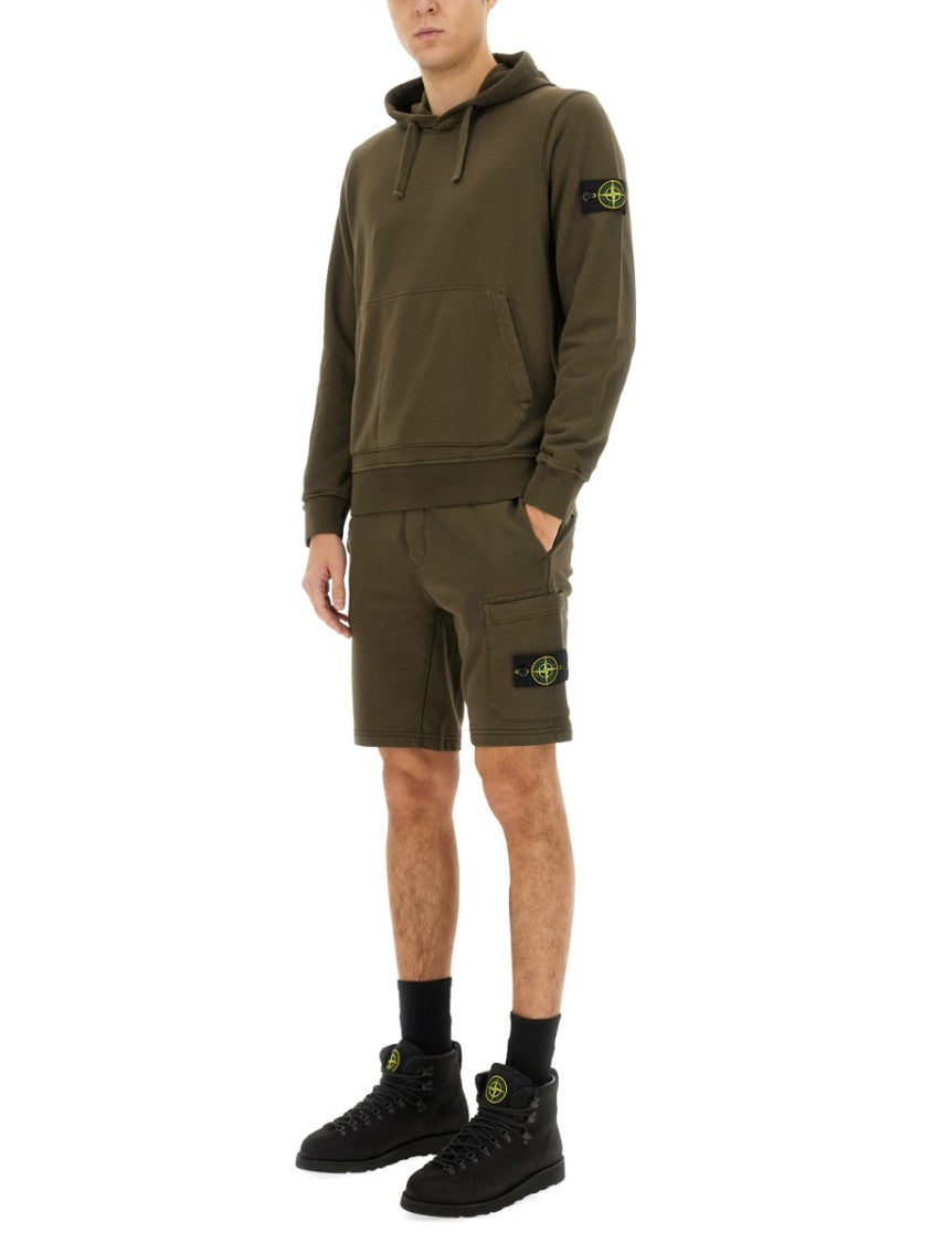 Stone Island Relaxed-Fit Cotton Hoodie With Signature Sleeve Patch