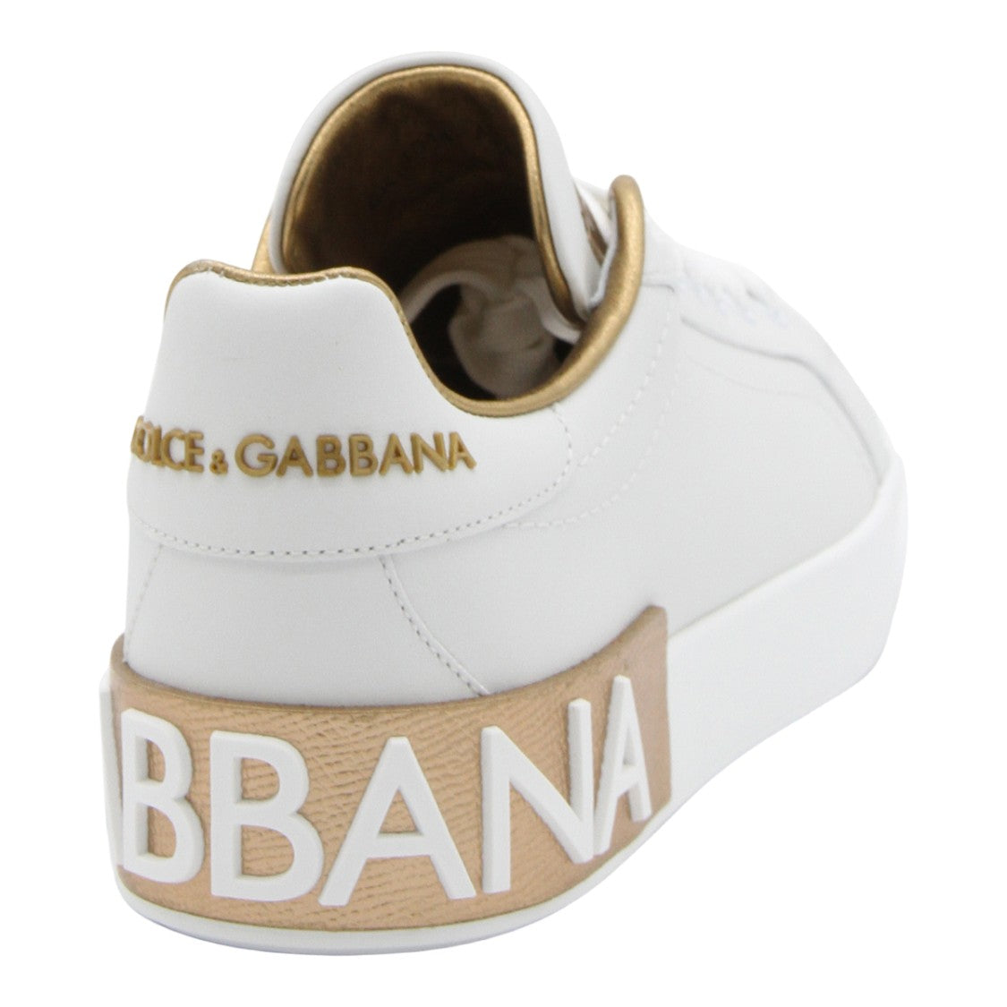 Dolce & Gabbana White Leather Sneakers With Metallic Accents