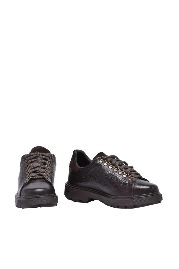 Marechiaro 1962 Brown Hammered Leather Rubber Men's Hammered Boots