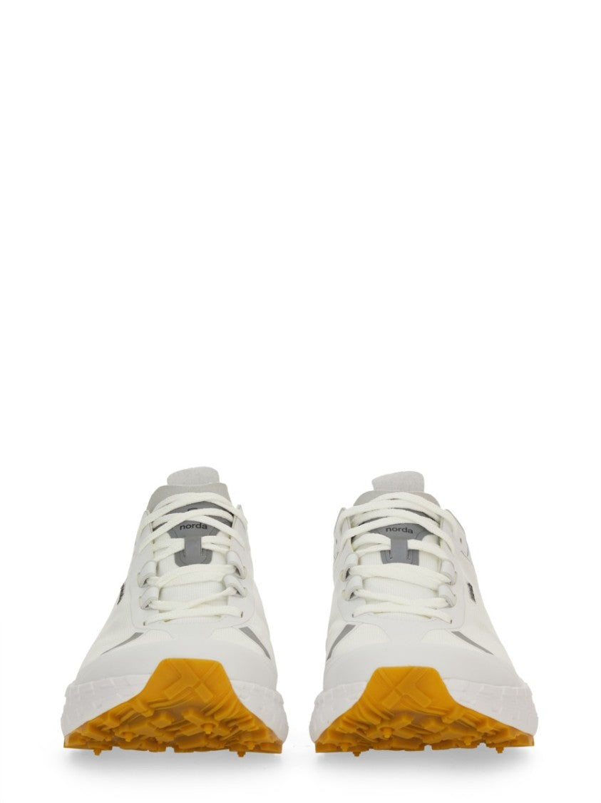 Norda Low-Profile White Sneakers With Mustard Yellow Sole