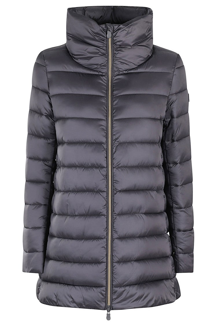 Save The Duck Grey Lydia High-Collar Maxi Down Jacket