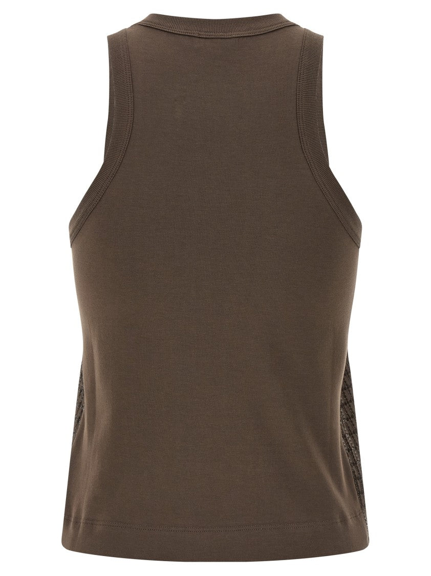 Brunello Cucinelli 'Dazzling Check Embroidery' Top