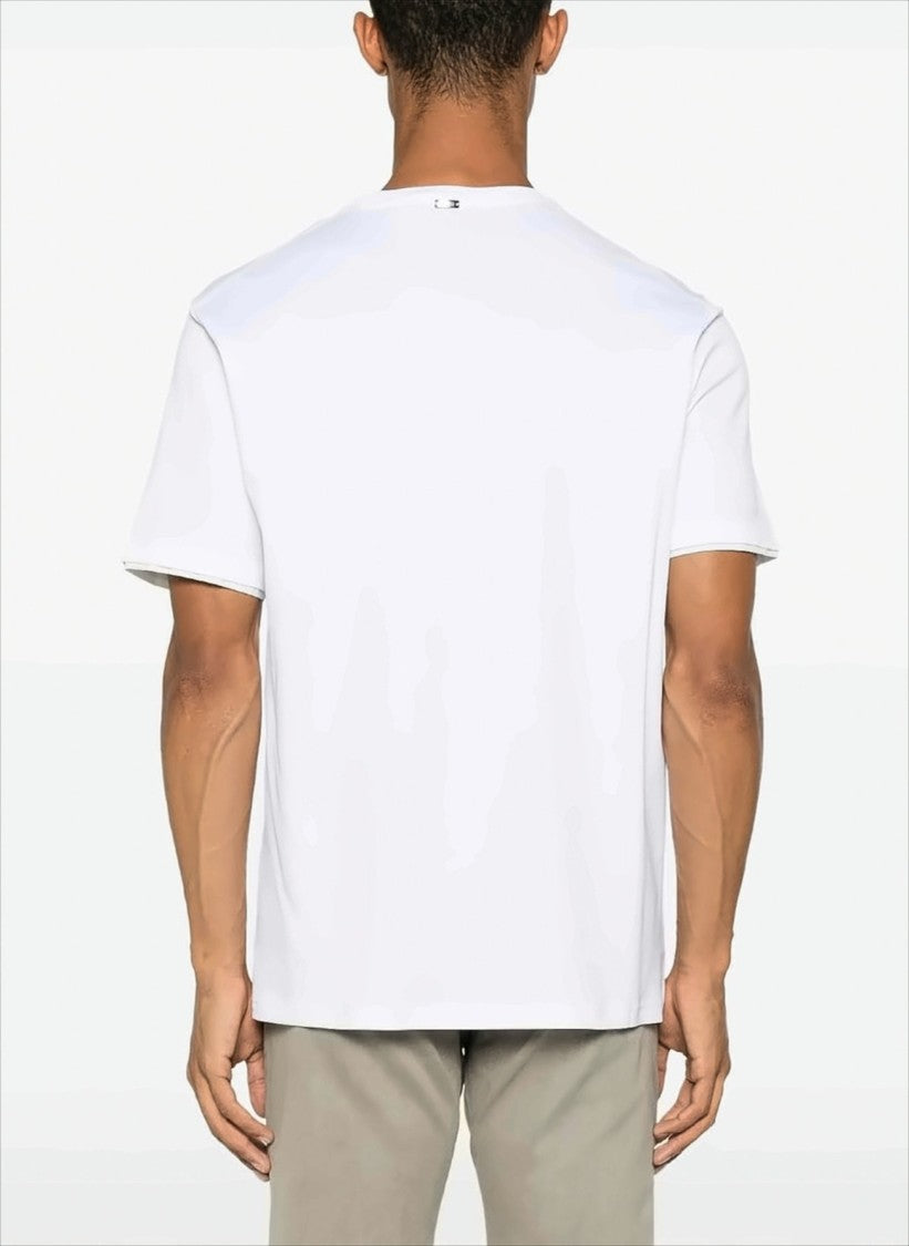 Herno Plain White Crewneck T-Shirt With Logo Detail
