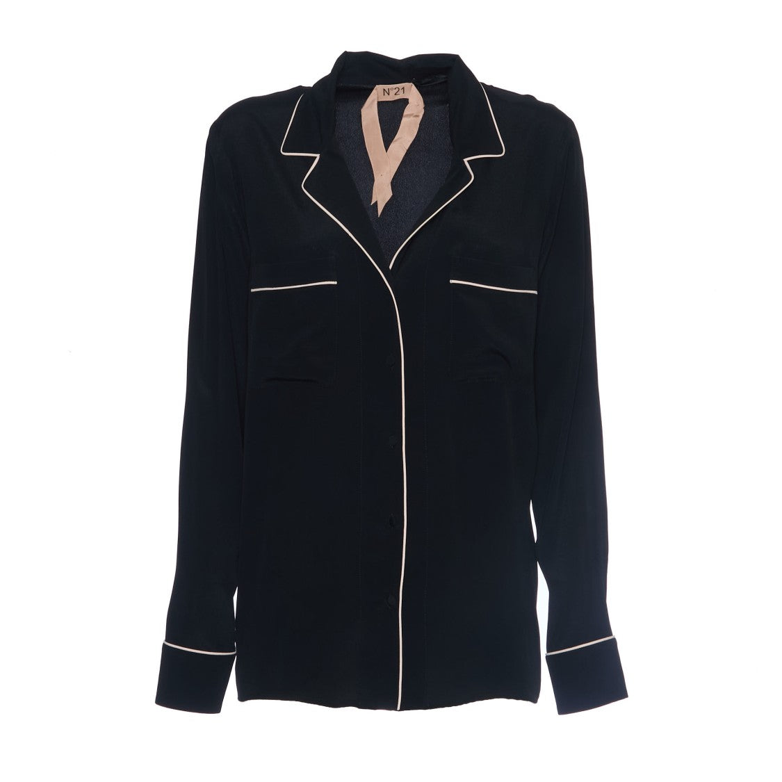 N°21 Open Collar Shirt With Contrasting Piping