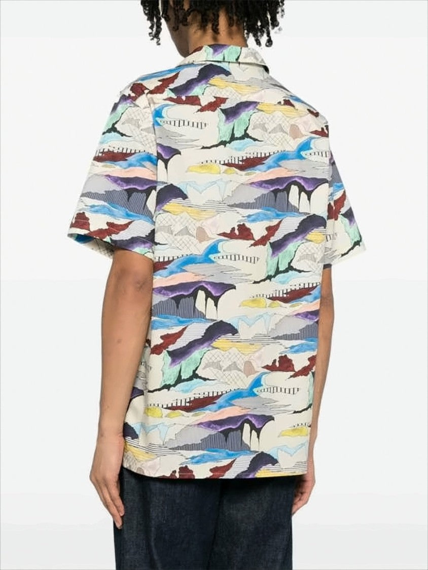 Paul Smith Short-Sleeve Camp Collar Shirt With Abstract Pattern
