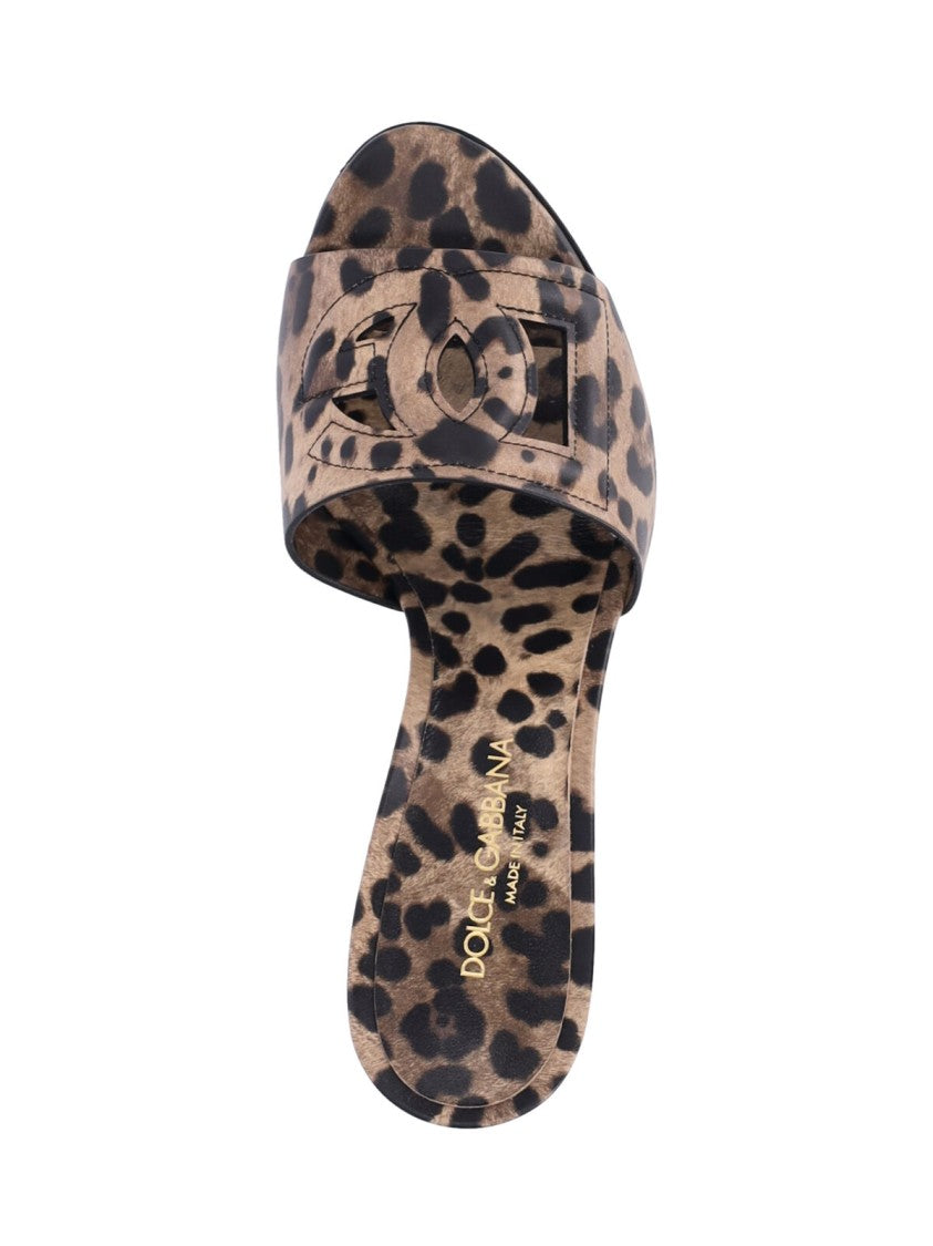 Dolce & Gabbana Leopard Print Low Block-Heel Cut-Out Sandals