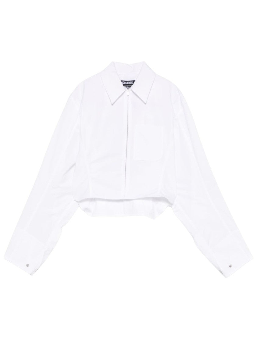 Jacquemus Cropped White Shirt With Classic Collar