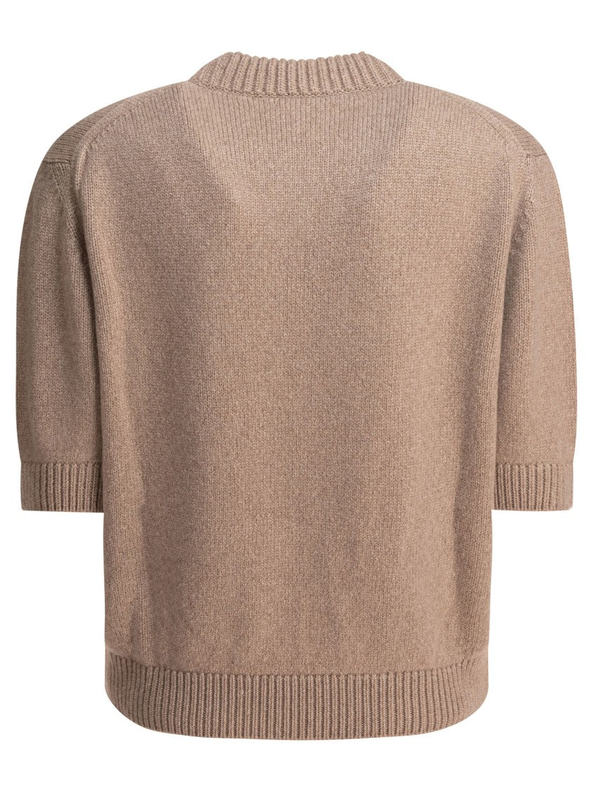 Khaite Elbow-Length Cashmere Sweater With Ribbed Detailing