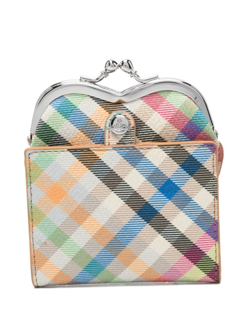 Vivienne Westwood Multicolour Check Heart Clasp Wallet