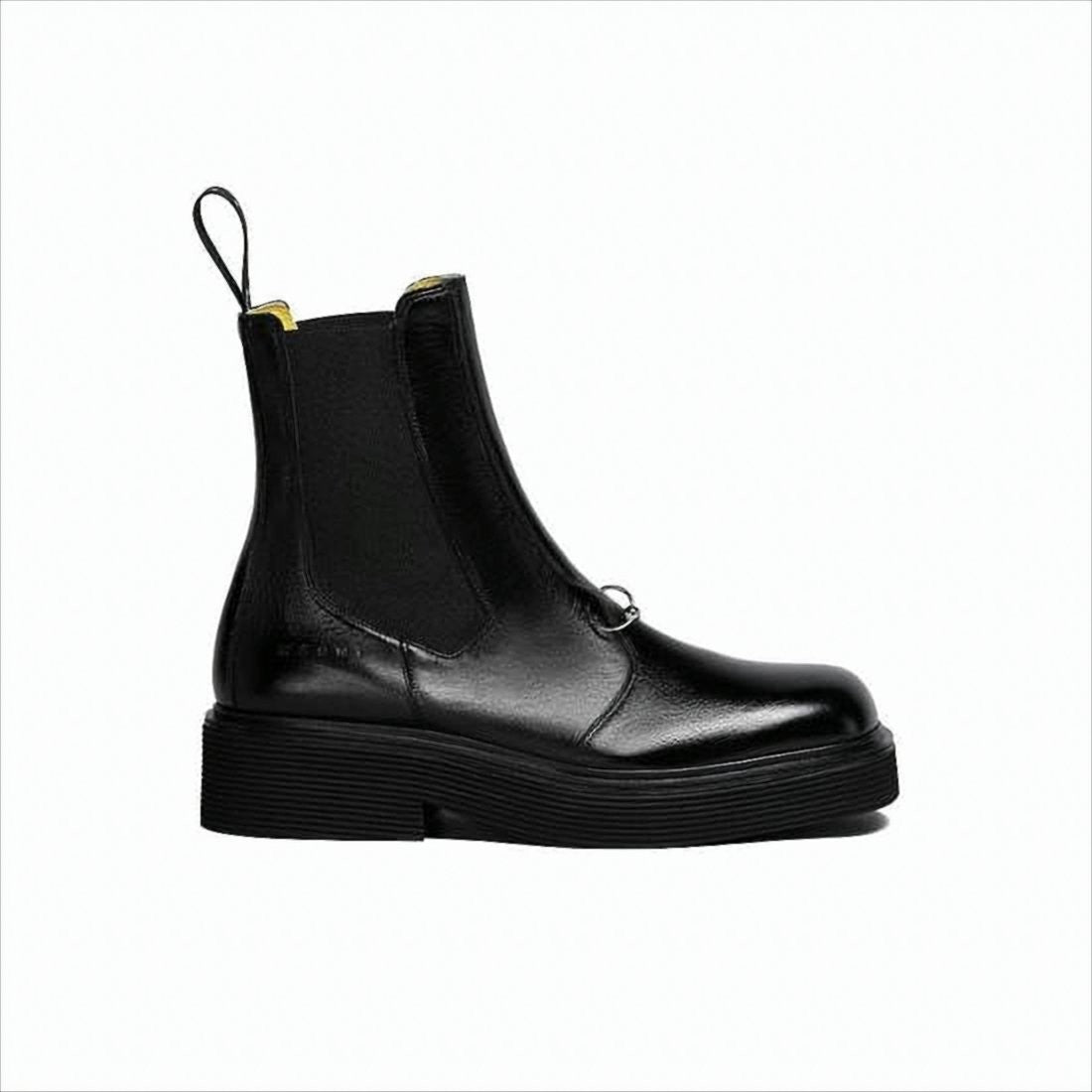 Marni Polished Leather Boots With Elastic Side Panels And Metallic Detail