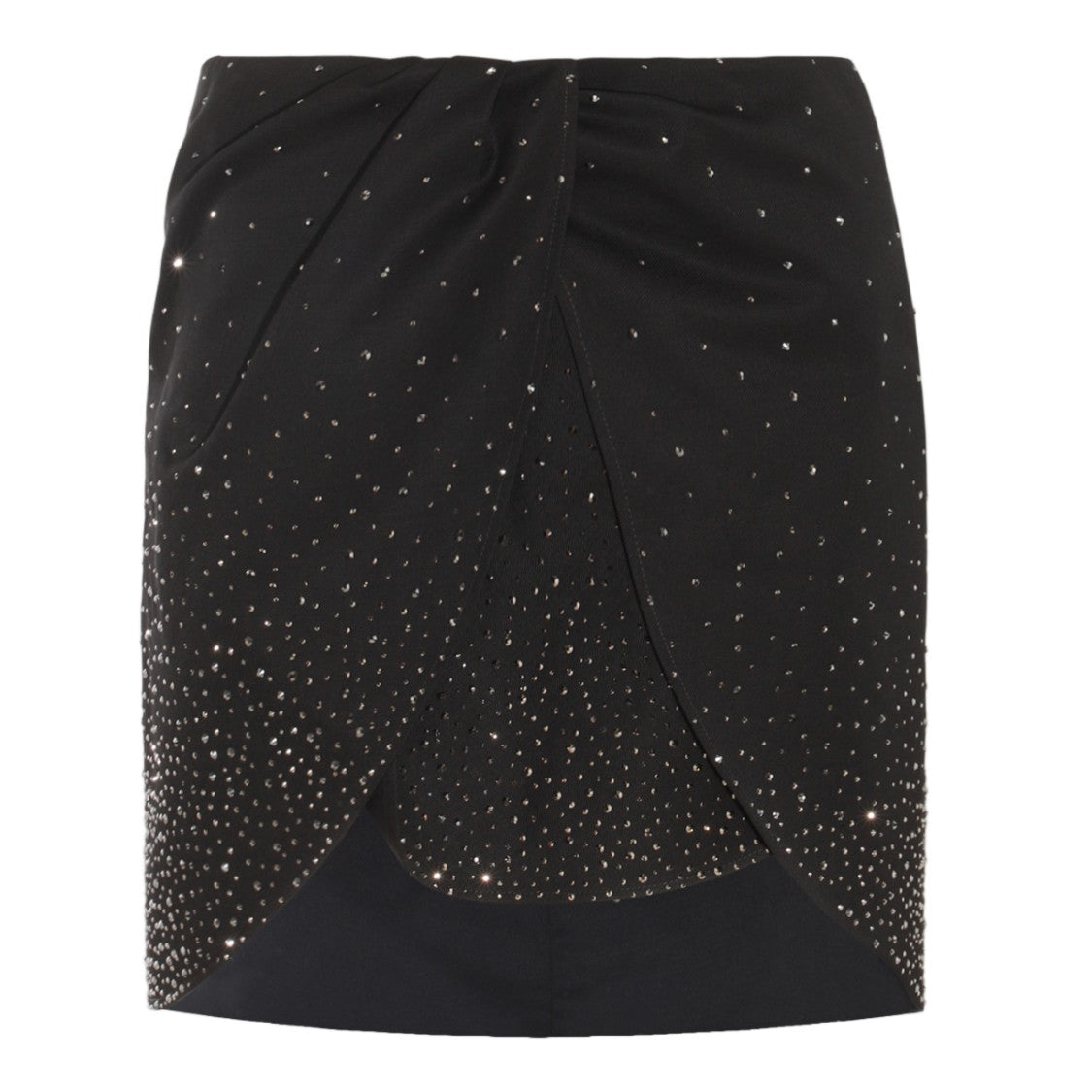 Off-White Black Skirt With Gradient Sparkle And Wrap Effect