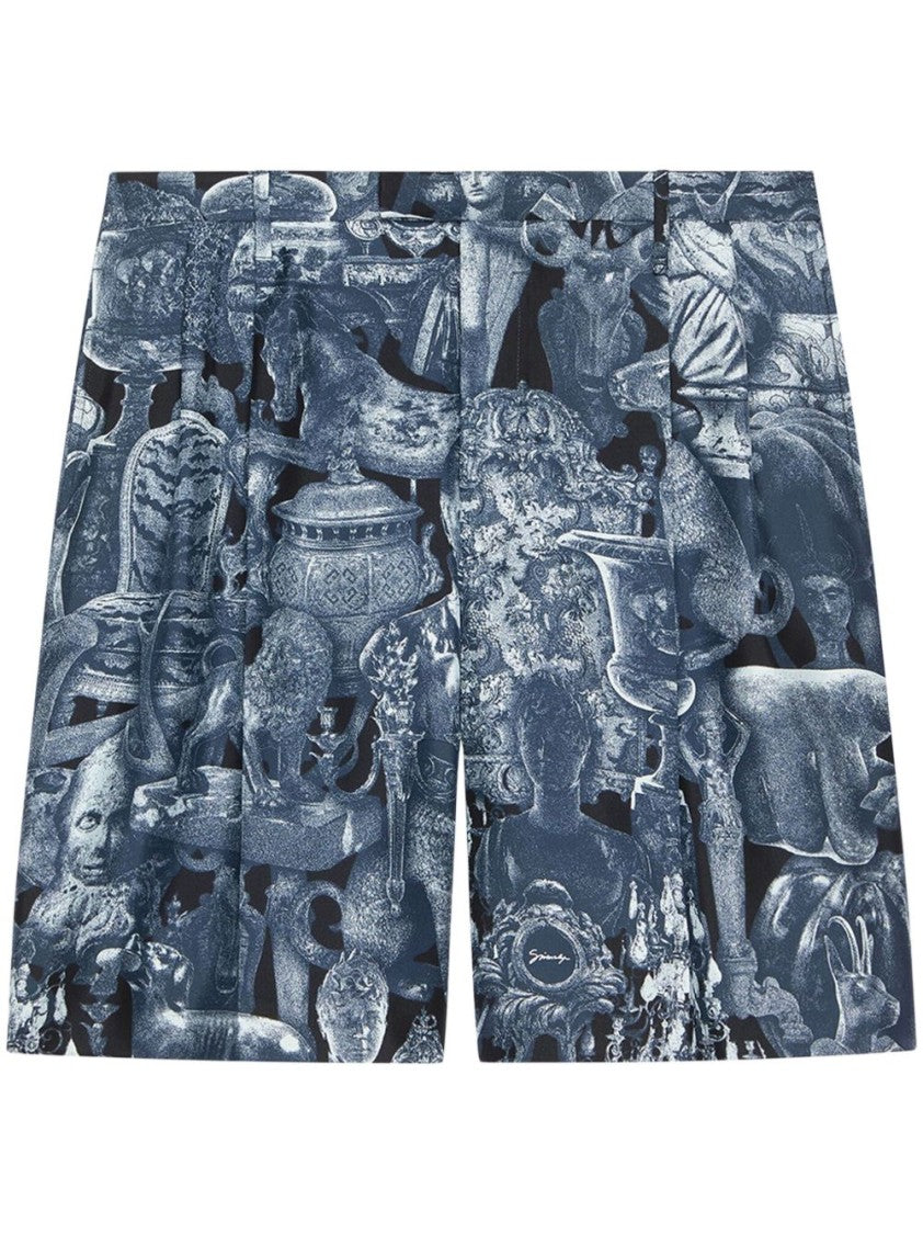 Givenchy Hubert Objects Print Silk Shorts