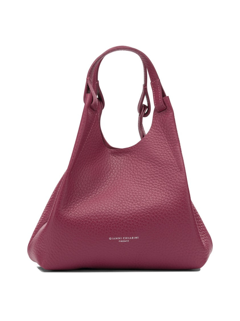 Gianni Chiarini Fuchsia Textured Leather Shoulder Bag With Detachable Pouch