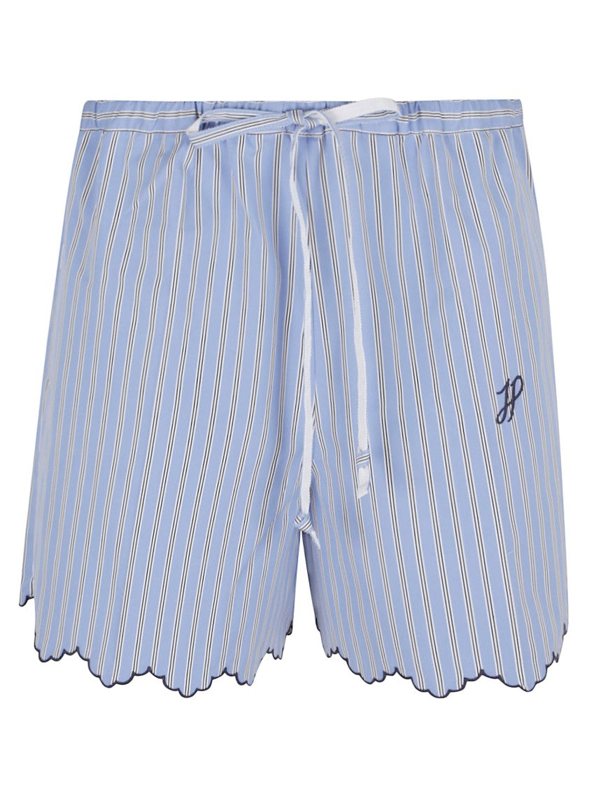 Patou Blue Cotton Bermudas With Scalloped Hem