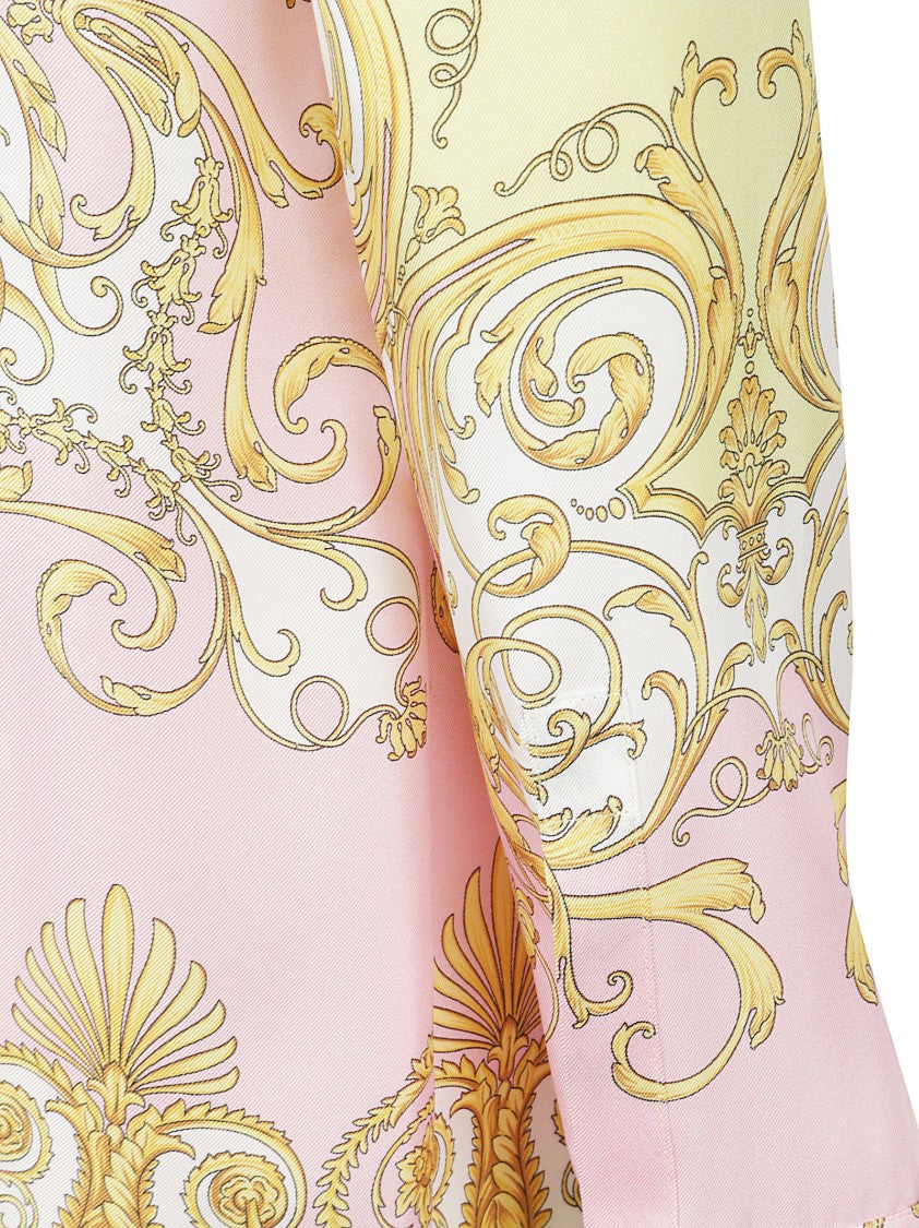 Versace Silk Twill Shirt With Spring Barocco Print