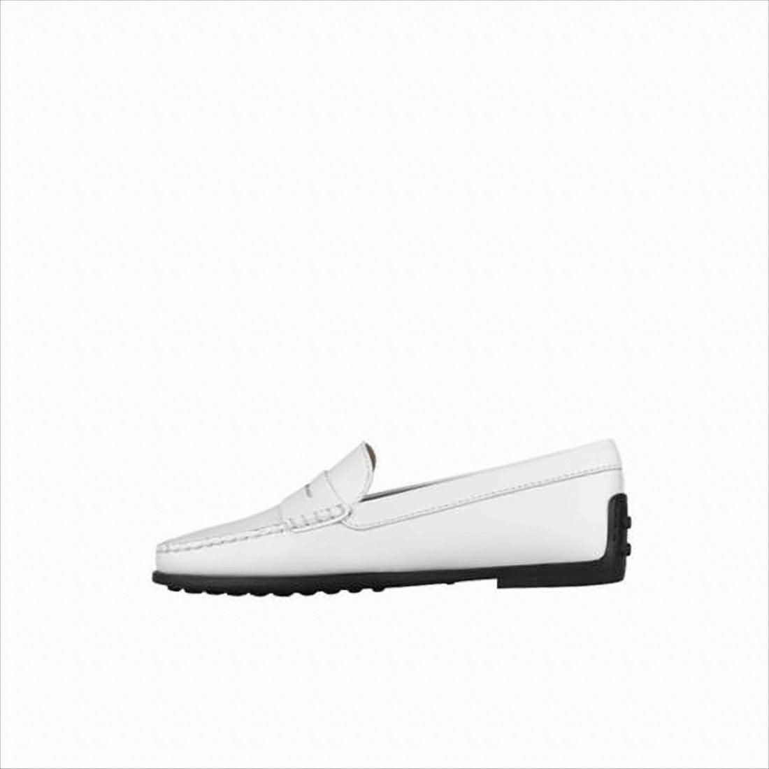 Tod's Minimalist White Leather Penny Loafers With Rubber Sole