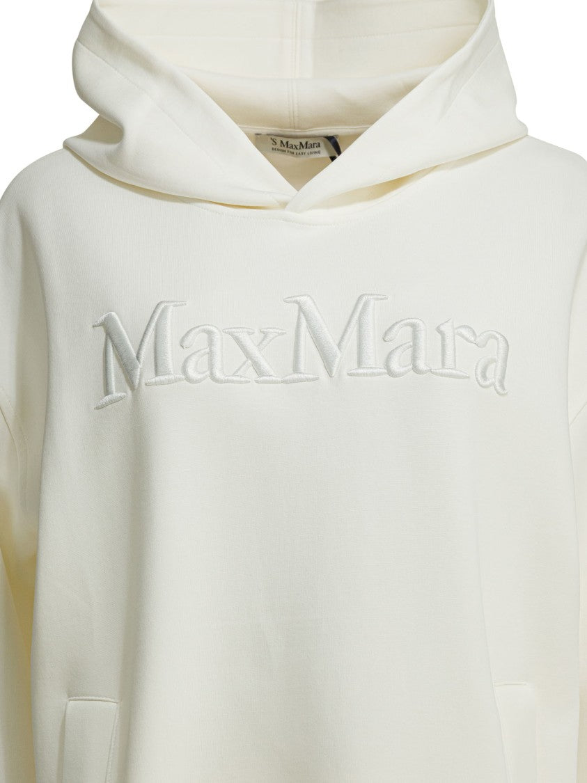 Max Mara Cream Relaxed-Fit Hoodie With Raised Logo Detail