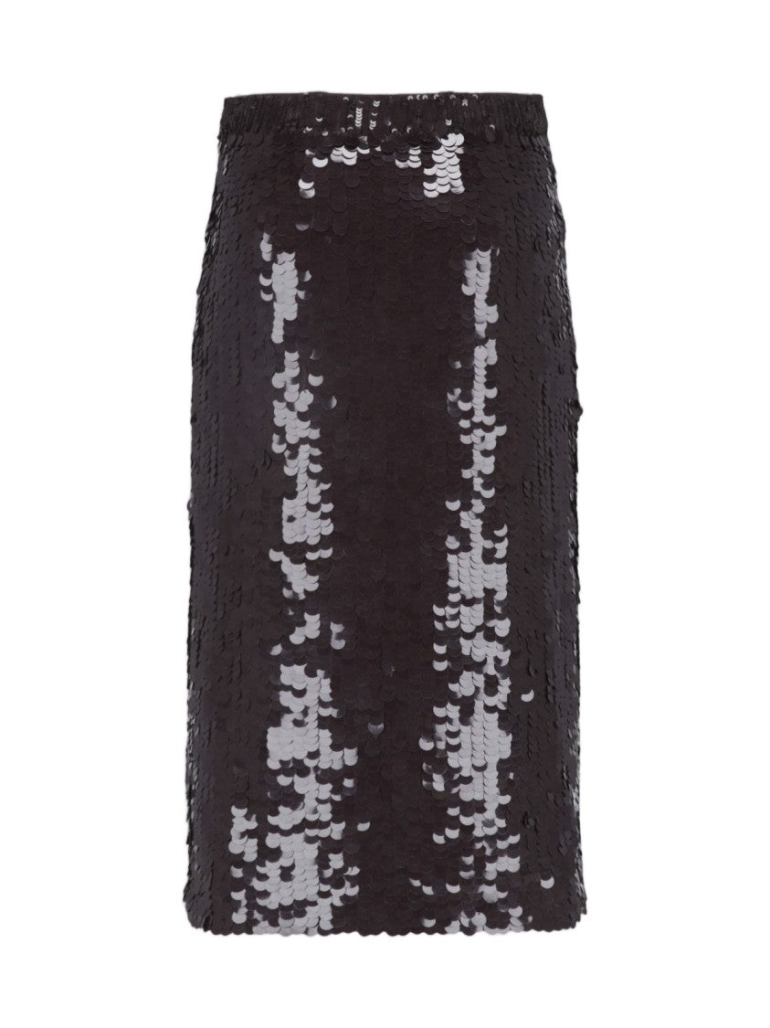 Parosh Brown Sequin Midi Skirt