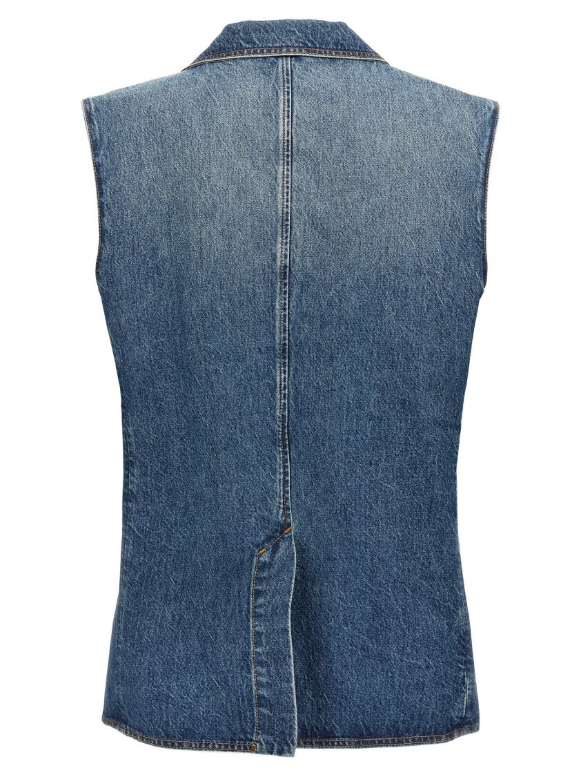 Coperni Delavé Cotton Denim Vest With Strap Detail